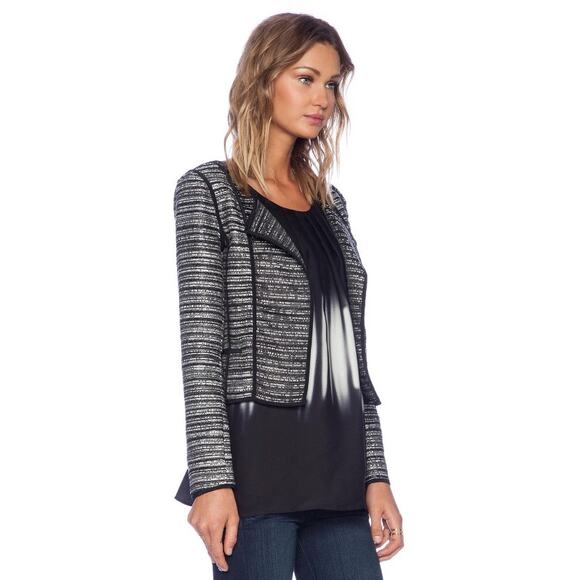 Milly Open Front Wool Blend Tweed Jacket - Picture 2 of 14